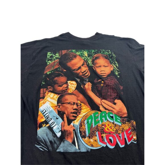 Vintage 90's 1995 Malcom X Bootleg Rap Tee Peace & Love Size XXL Civil Rights - Picture 4 of 9